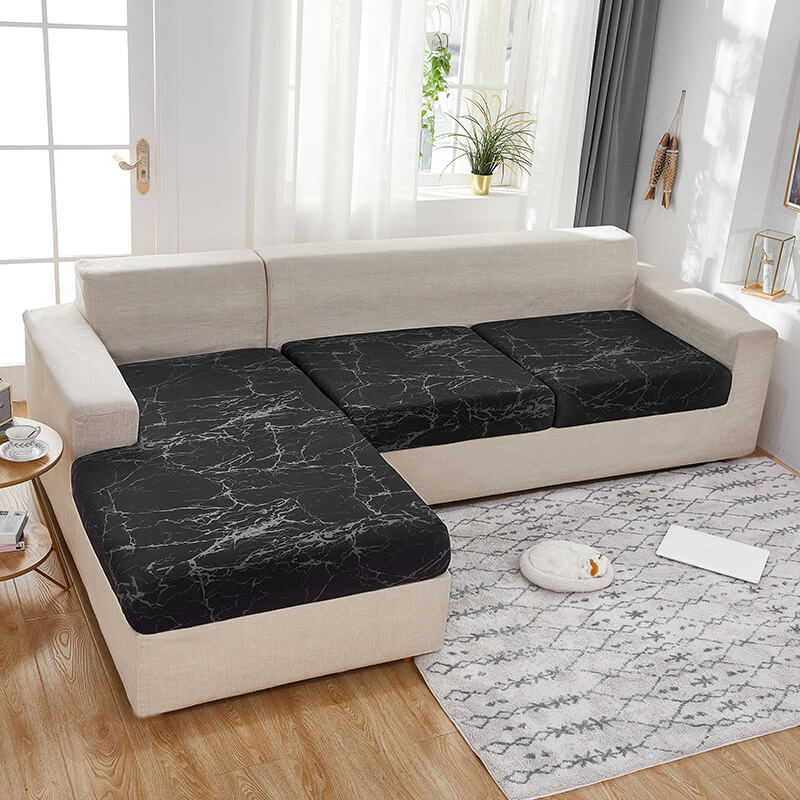 Housse Assise de Canapé d'Angle Design Noir