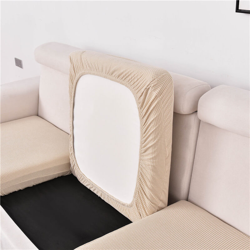 Housse Assise de Canapé d'Angle Jacquard Beige