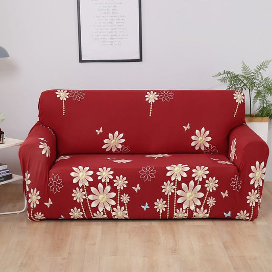 Housse de Canapé Fleurie Rouge