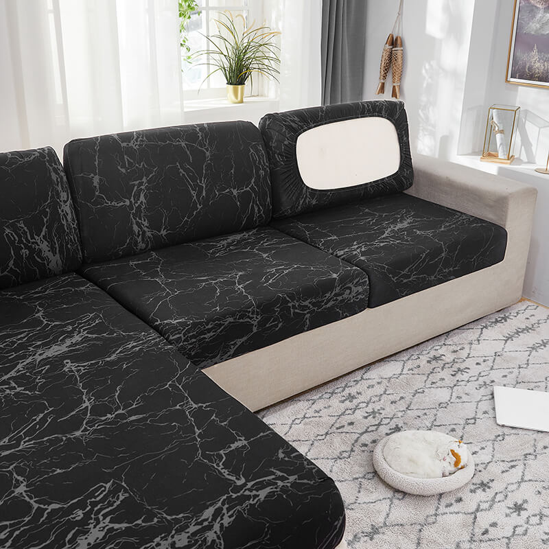 Housse Assise de Canapé d'Angle Design Noir