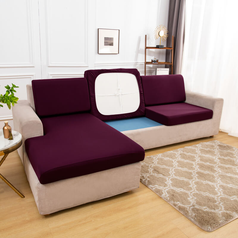 Housse Assise de Canapé d'Angle Prune