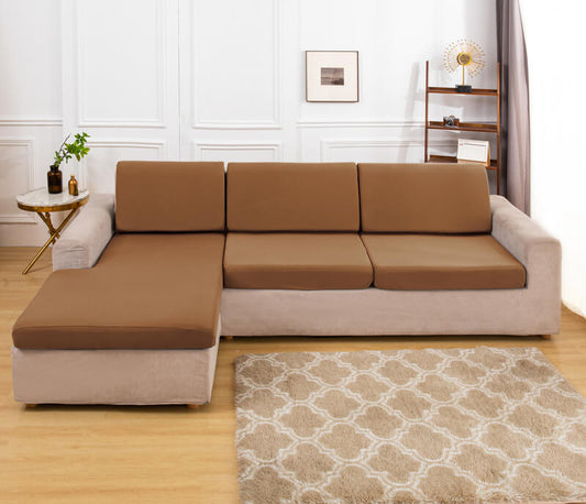 Housse Assise de Canapé d'Angle Marron Clair