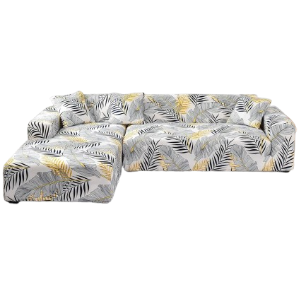 Housse de canapé d’angle extensible avec motif feuilles tropicales
