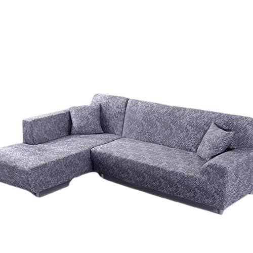 Housse de canapé d’angle extensible quadrillée gris foncé ajustable