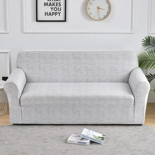 Housse de canapé extensible unie gris clair – style sobre et moderne, lavable et ajustable