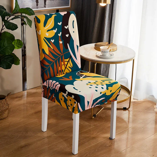 Housse de chaise extensible à motif jungle tropical coloré – ambiance exotique