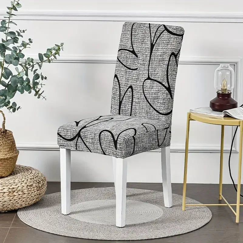 Housse de chaise imprimée moderne noir et gris