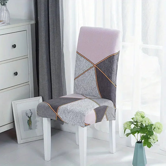 Housse de chaise moderne géométrique rose, gris et orange