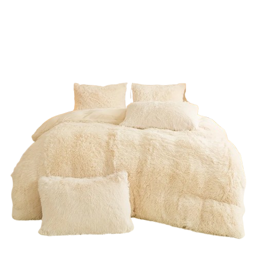 Housse de couette en fourrure beige