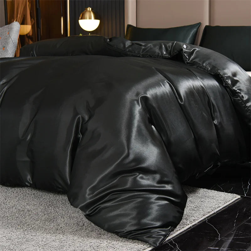 Housse de couette noire satiné