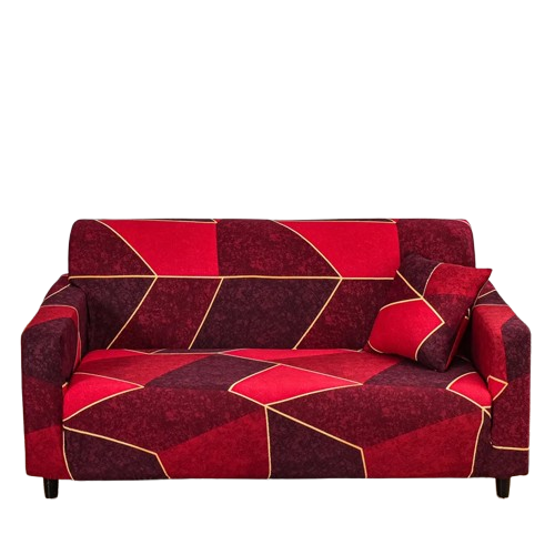 Housse de Canapé Extensible Rouge – Motif Moderne, Lavable & Antidérapante
