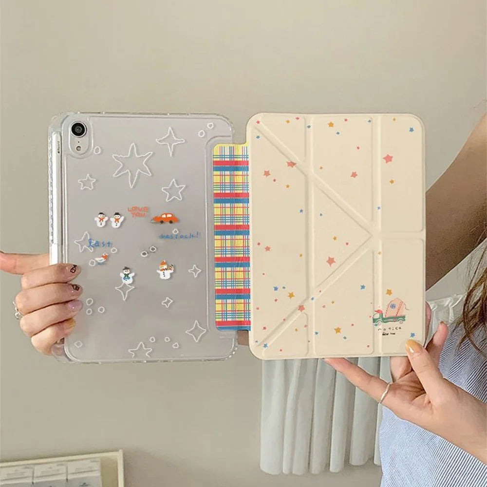 Housse iPad avec Étoiles et Motifs Cartoon