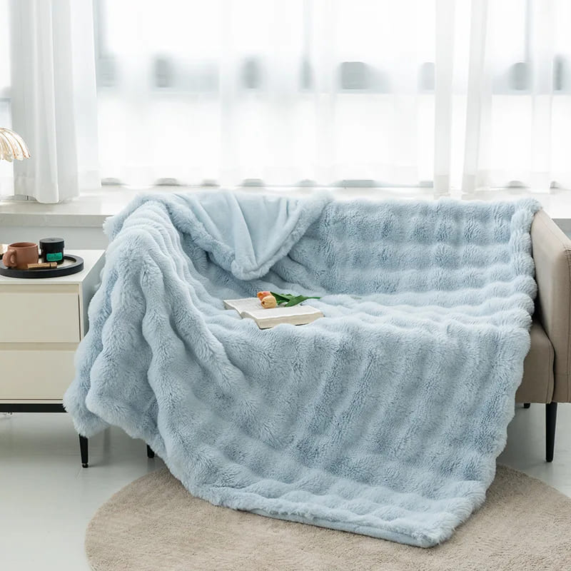 Plaid Chaud Epais Bleu Clair