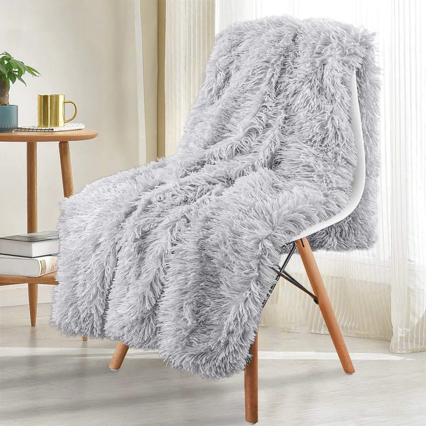 Plaid Chaud Fourrure Gris Clair
