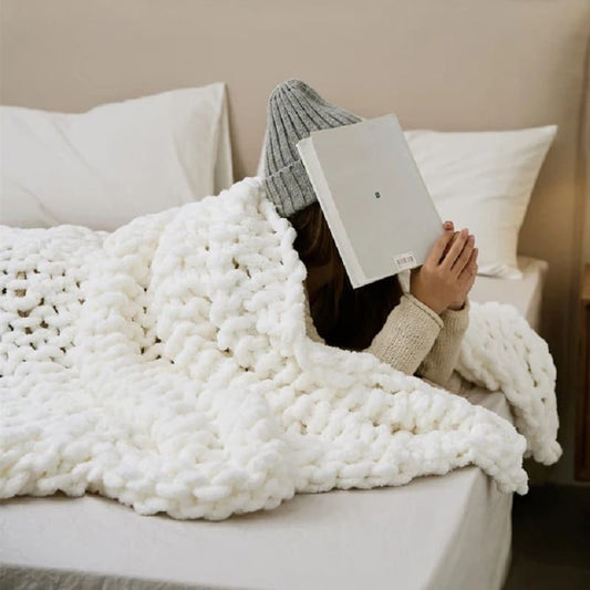 Plaid Grosse Maille Blanc