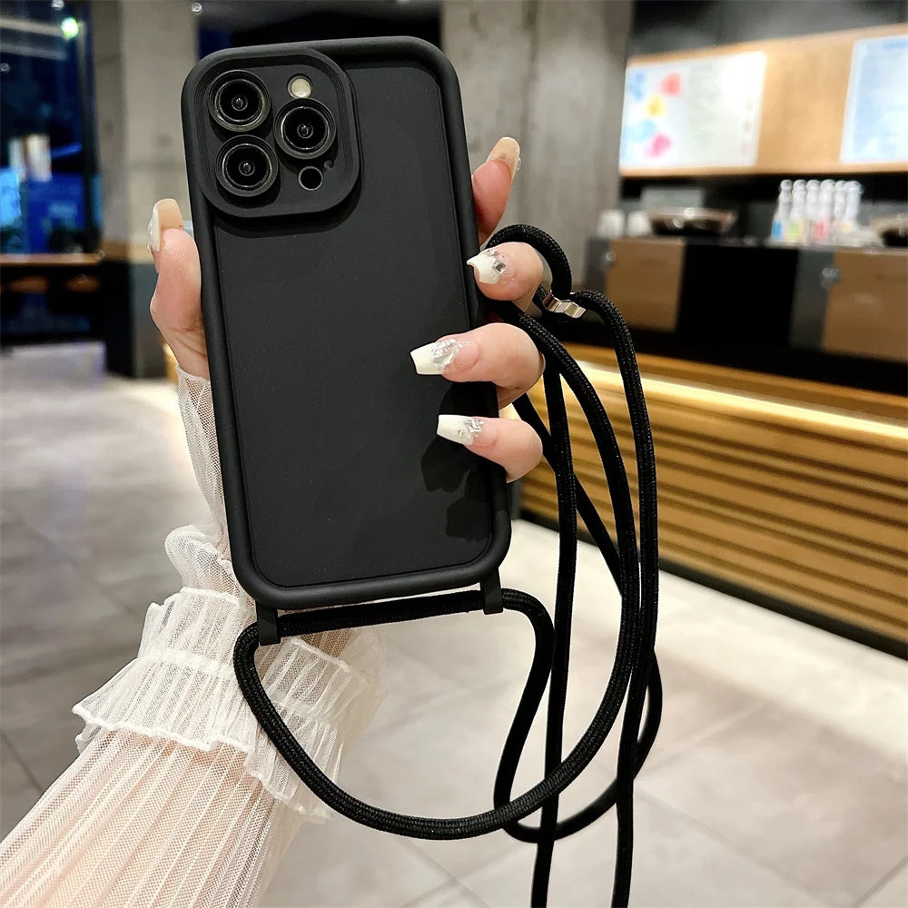 Coque iPhone avec Cordon Tour de Cou – Silicone Antichoc Coloré