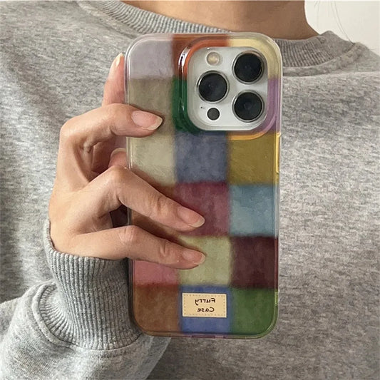 Coque iPhone Motif Carreaux Dopamine – Housse iphone Colorée Antichoc