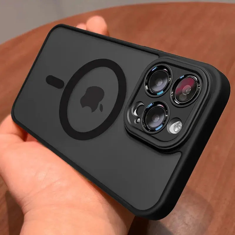 Coque Magnétique Givrée de Luxe pour iPhone | Translucide, Anti-Choc & Compatible MagSafe