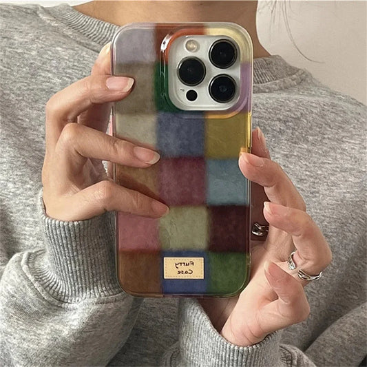 Coque iPhone Motif Carreaux Dopamine – Housse iphone Colorée Antichoc