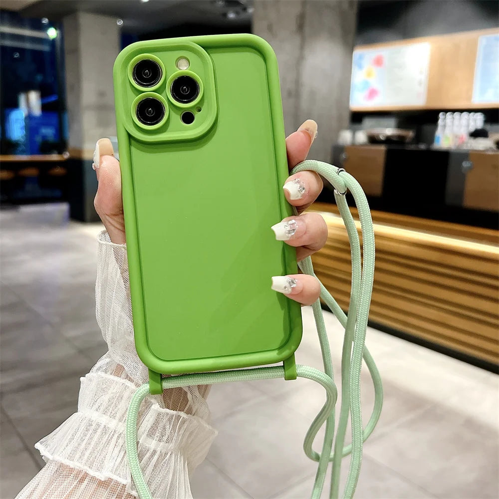 Coque iPhone avec Cordon Tour de Cou – Silicone Antichoc Coloré