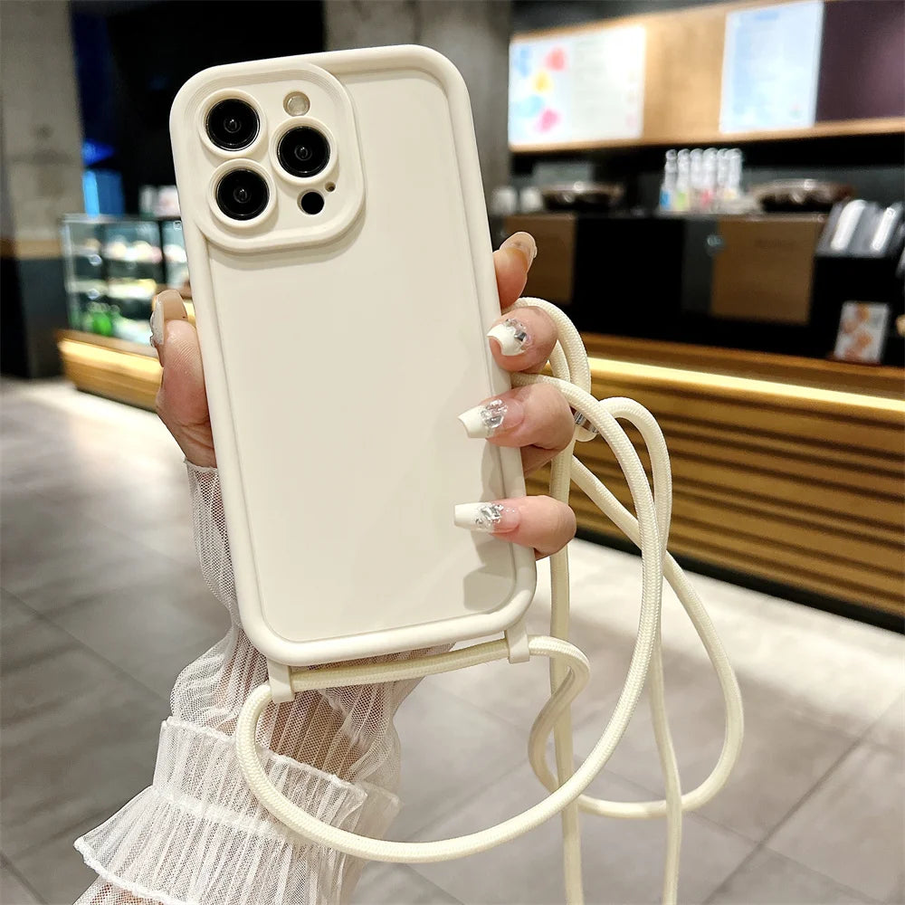 Coque iPhone avec Cordon Tour de Cou – Silicone Antichoc Coloré