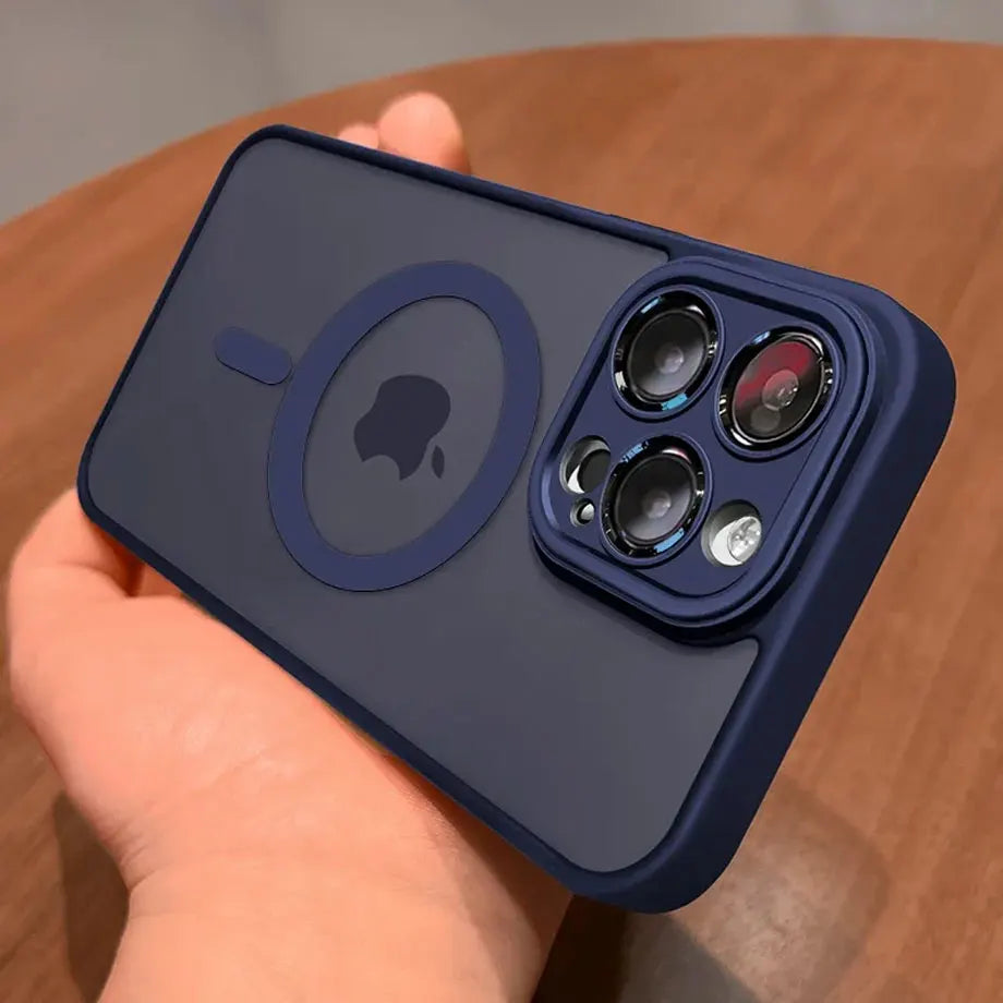 Coque Magnétique Givrée de Luxe pour iPhone | Translucide, Anti-Choc & Compatible MagSafe