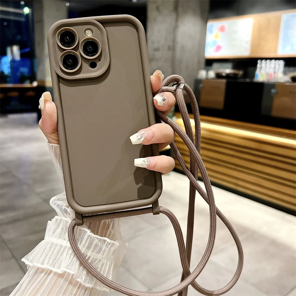 Coque iPhone avec Cordon Tour de Cou – Silicone Antichoc Coloré