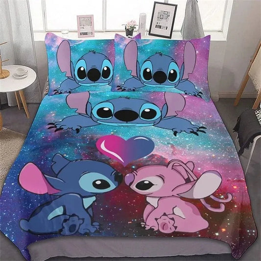 Housse de Couette Stitch Galaxy – Duo Cosmic & Cœur Étoilé
