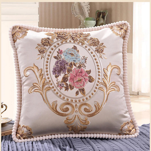 Housse de Coussin Jacquard Fleurie – Style Classique Chic | Déco Luxe pour Canapé & Fauteuil