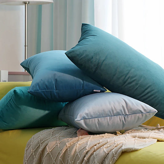 Housse de Coussin Carrée en Velours 30x50cm - Plusieurs Coloris