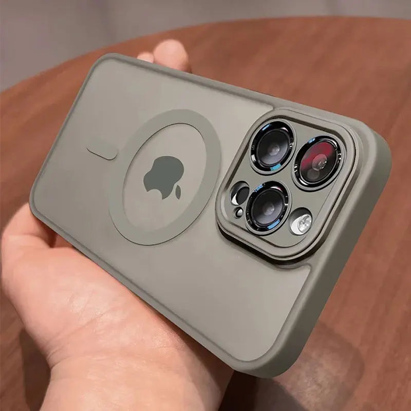 Coque Magnétique Givrée de Luxe pour iPhone | Translucide, Anti-Choc & Compatible MagSafe