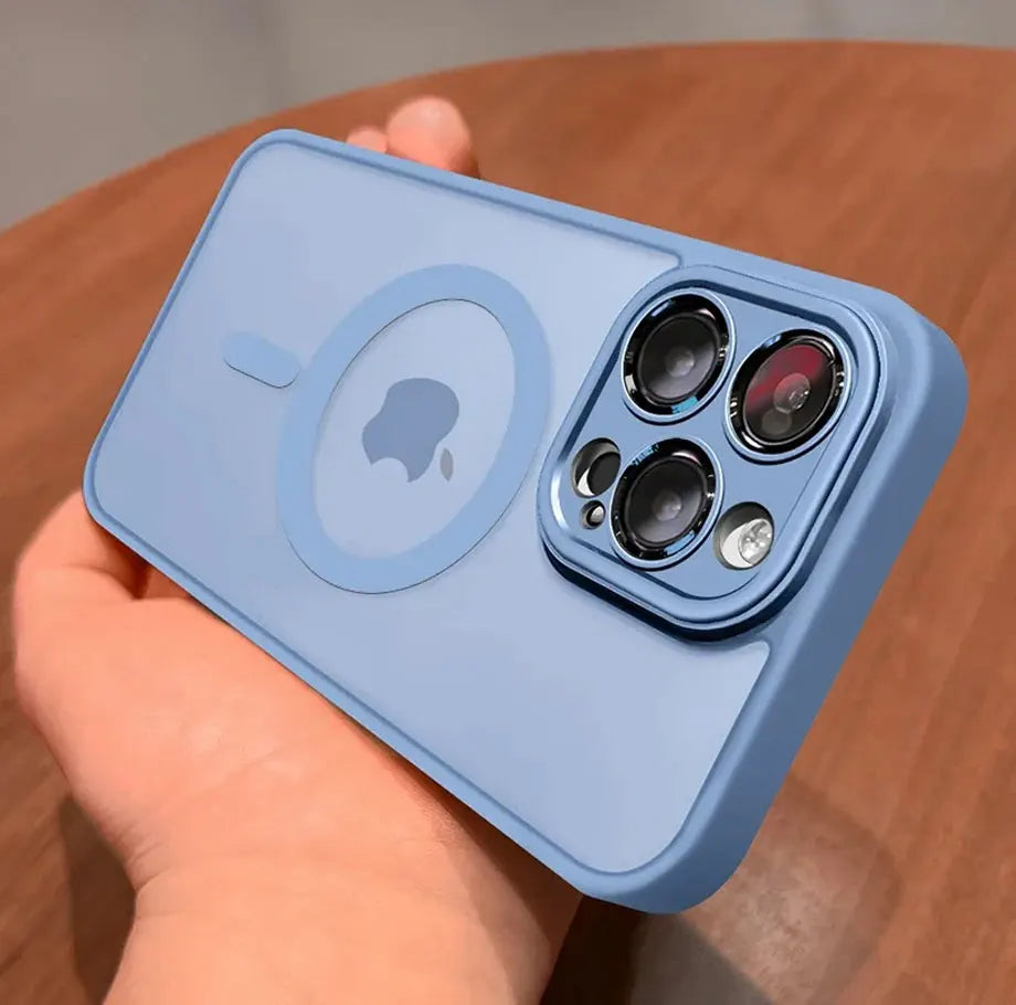 Coque Magnétique Givrée de Luxe pour iPhone | Translucide, Anti-Choc & Compatible MagSafe