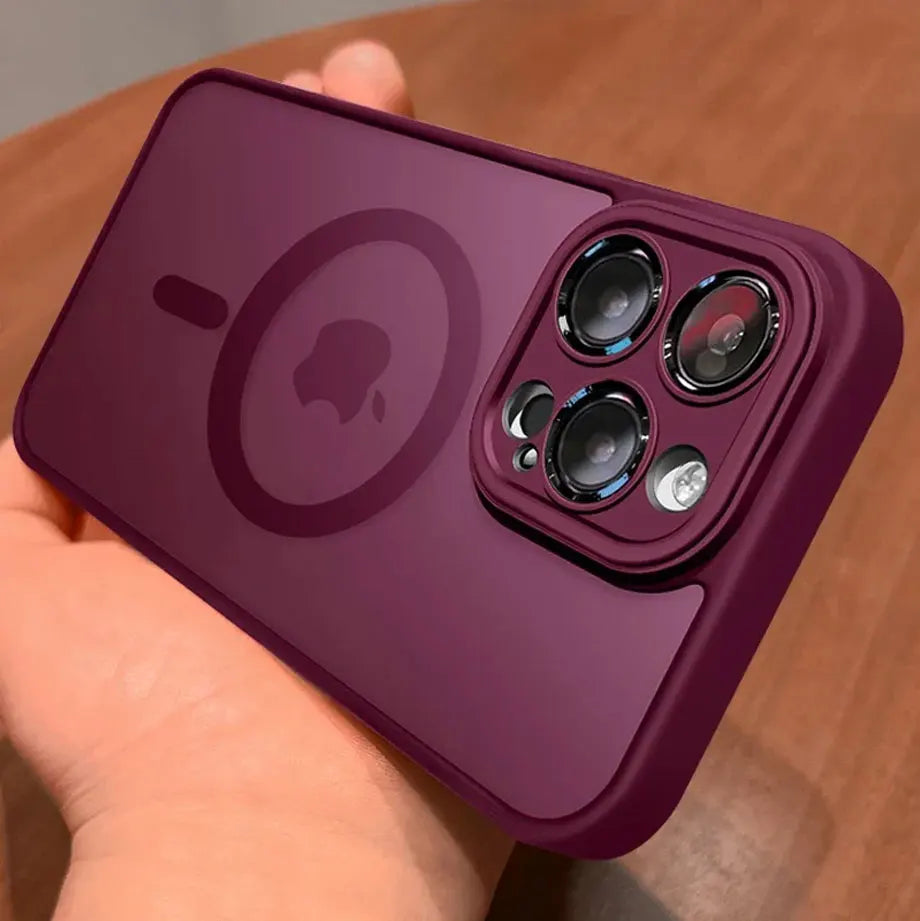 Coque Magnétique Givrée de Luxe pour iPhone | Translucide, Anti-Choc & Compatible MagSafe