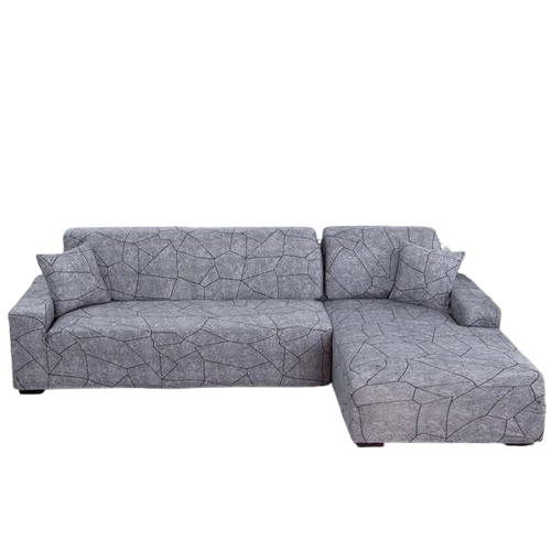 housse de canapé d’angle extensible gris foncé effet pierre craquelée