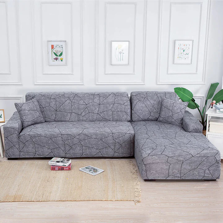 housse de canapé d’angle extensible gris foncé
