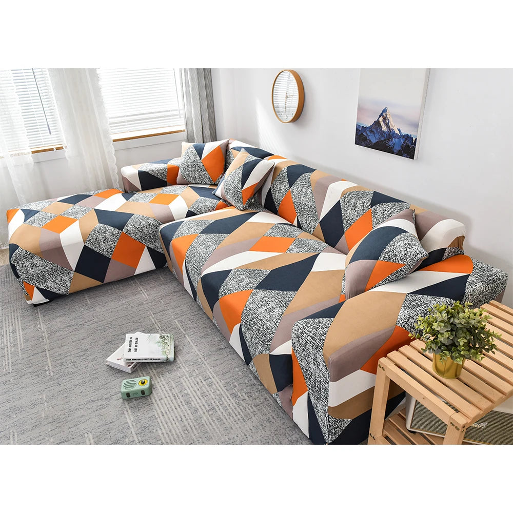 housse de canapé d’angle extensible multicolore