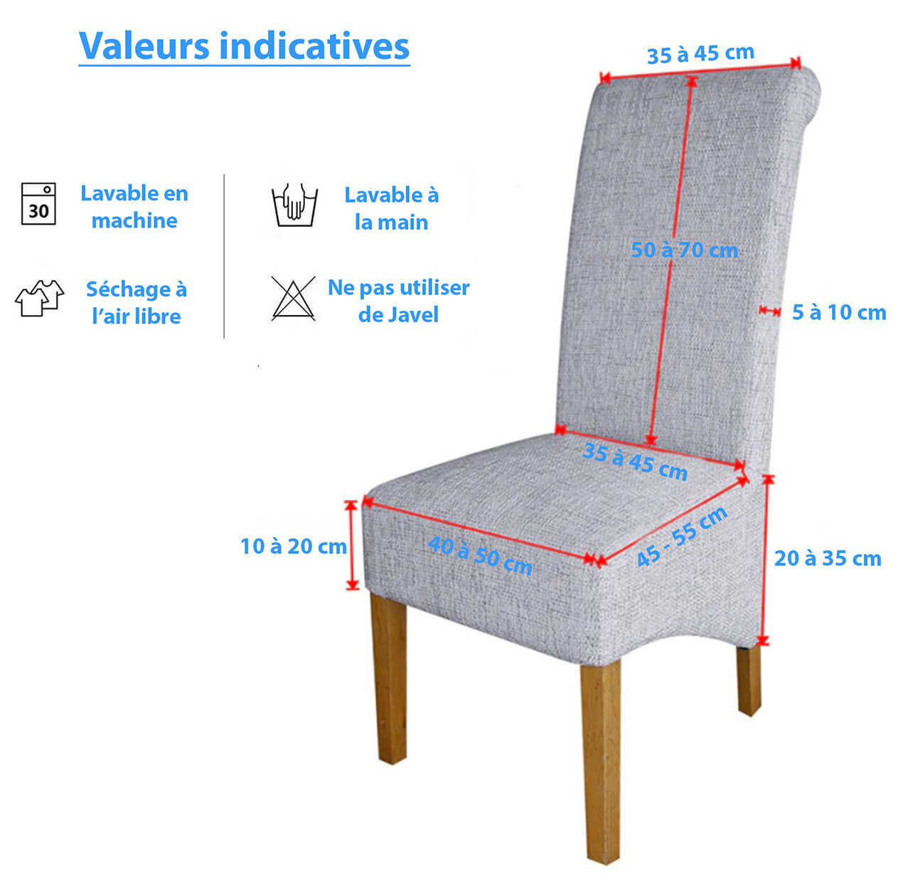 Housse de Chaise XL Velours Bleu Marine