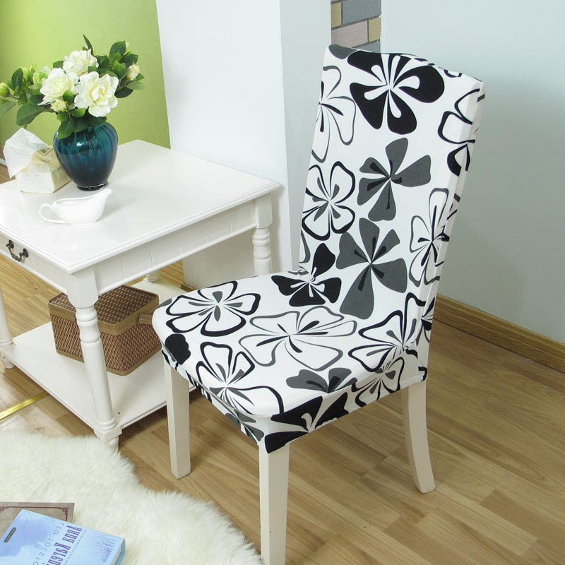 Housse de Chaise Fleurie (Blanc-Noir)