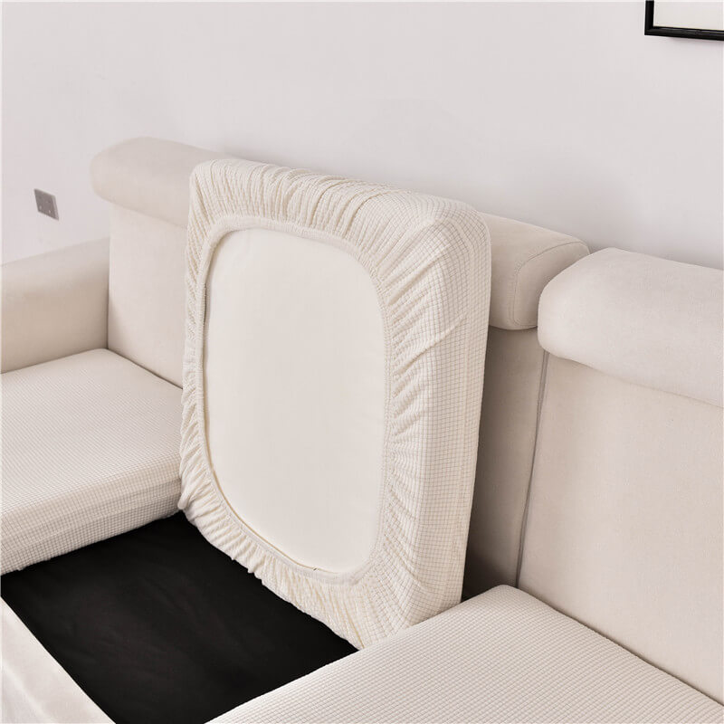 Housse Assise de Canapé d'Angle Jacquard Blanc