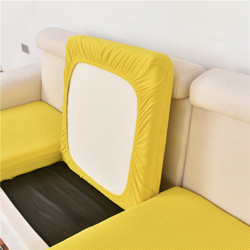 Housse Assise de Canapé d'Angle Jacquard Jaune