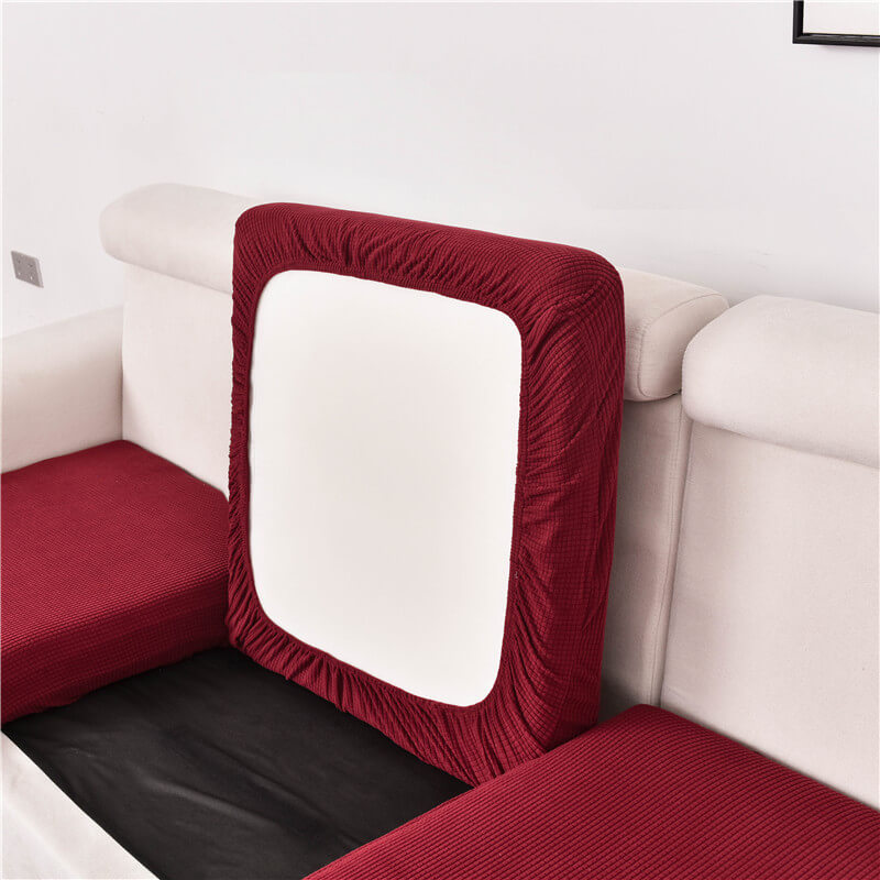 Housse Assise de Canapé d'Angle Jacquard Rouge