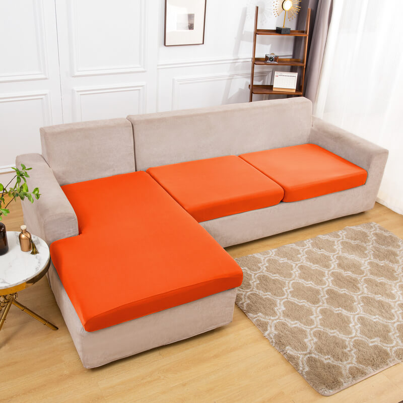 Housse Assise de Canapé d'Angle Orange Vif