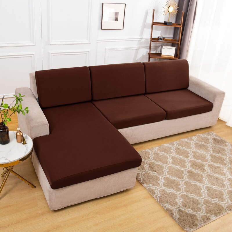 Housse Assise de Canapé d'Angle Marron Foncé