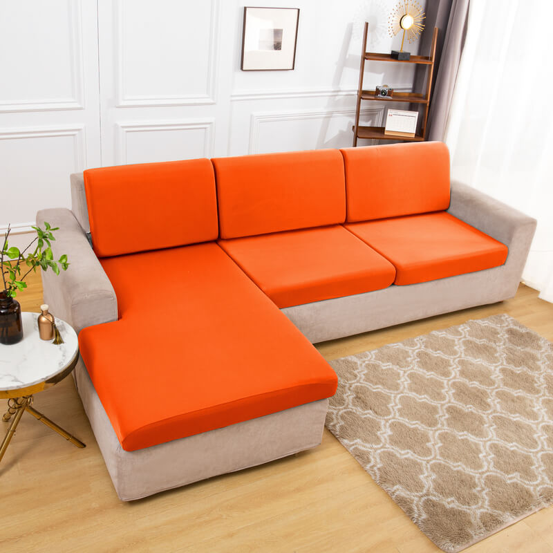 Housse Assise de Canapé d'Angle Orange Vif