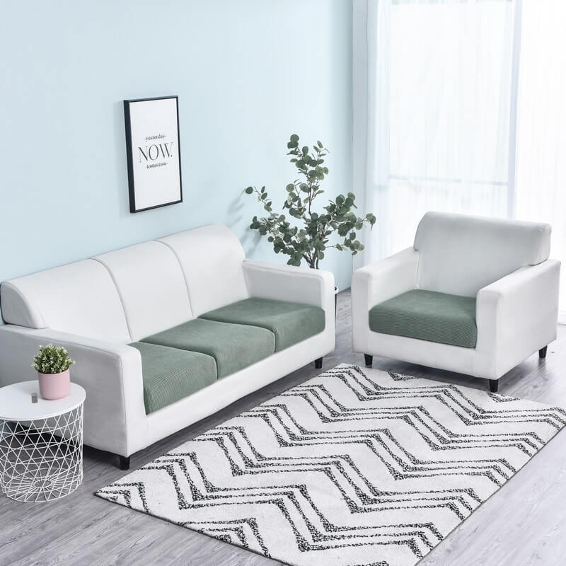 Housse Assise de Canapé Jacquard Vert de Gris
