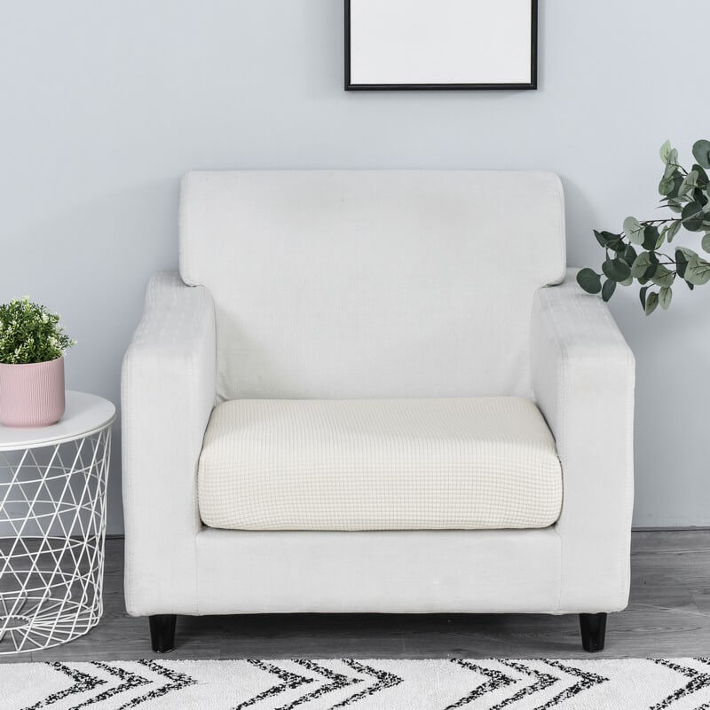 Housse Assise de Canapé Jacquard Blanc