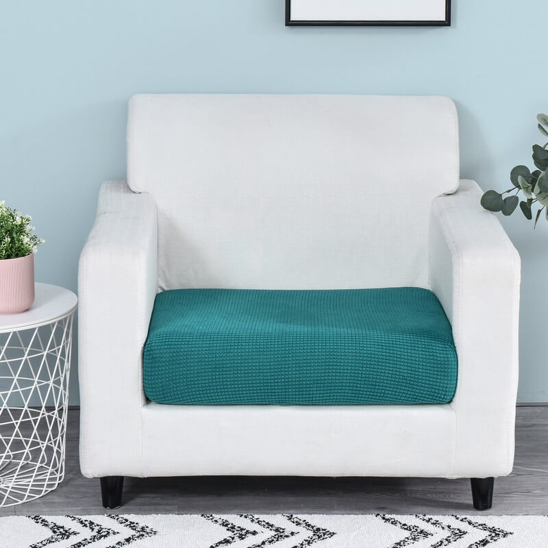 Housse Assise de Canapé Jacquard Bleu Canard