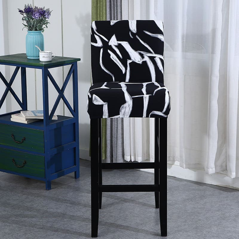 Housse Chaise de Bar et Tabouret Bi-extensible Noire