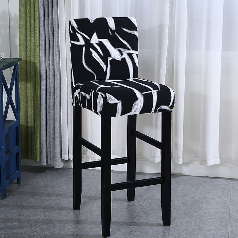 Housse Chaise de Bar et Tabouret Bi-extensible Noire