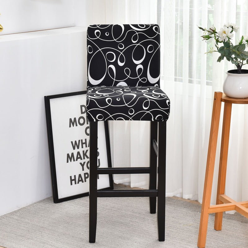 Housse Chaise de Bar et Tabouret Moderne Noire